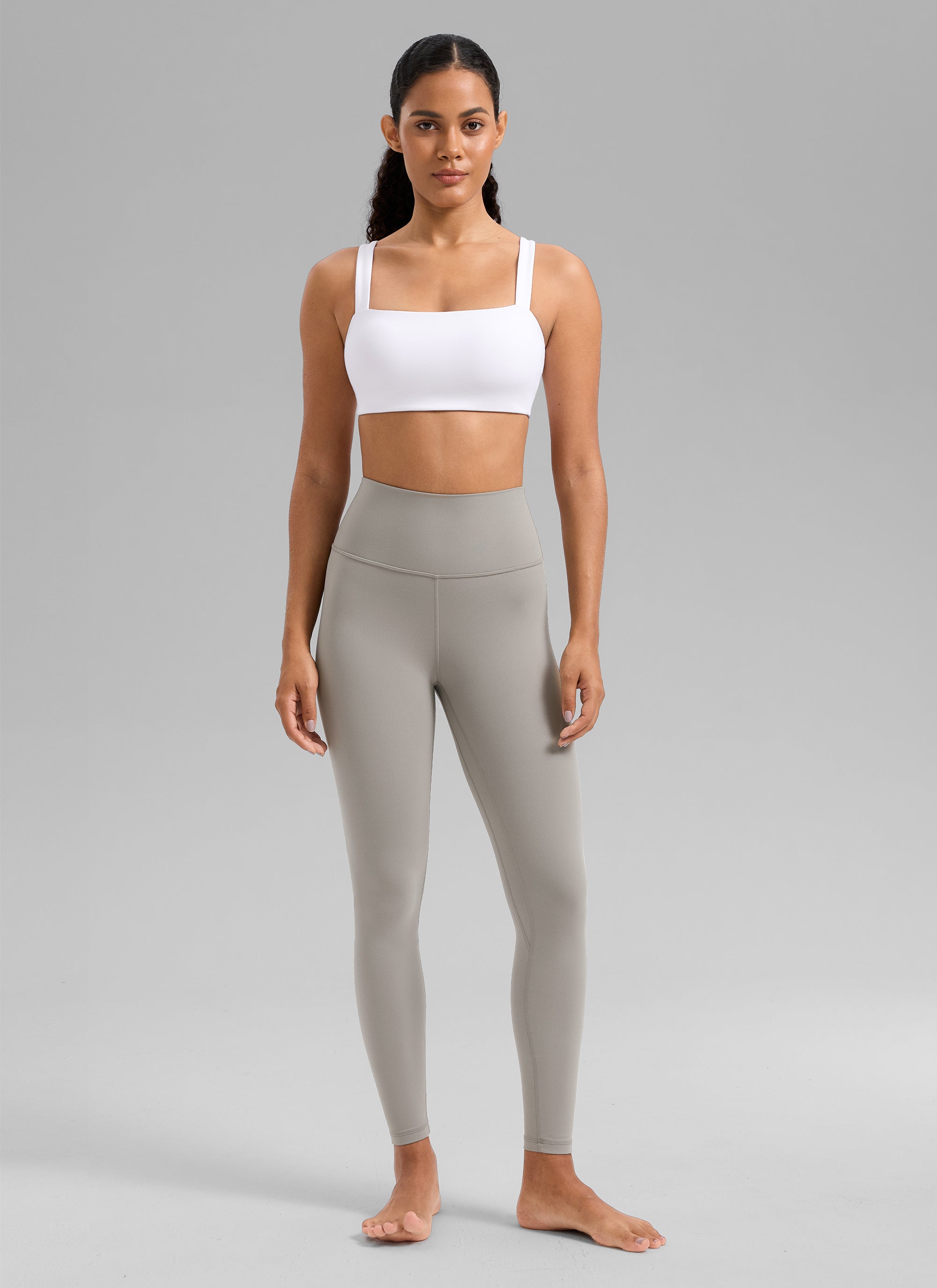 CRZ YOGA Women's Butterlift Workout Square Neck Built in Sports Bra White