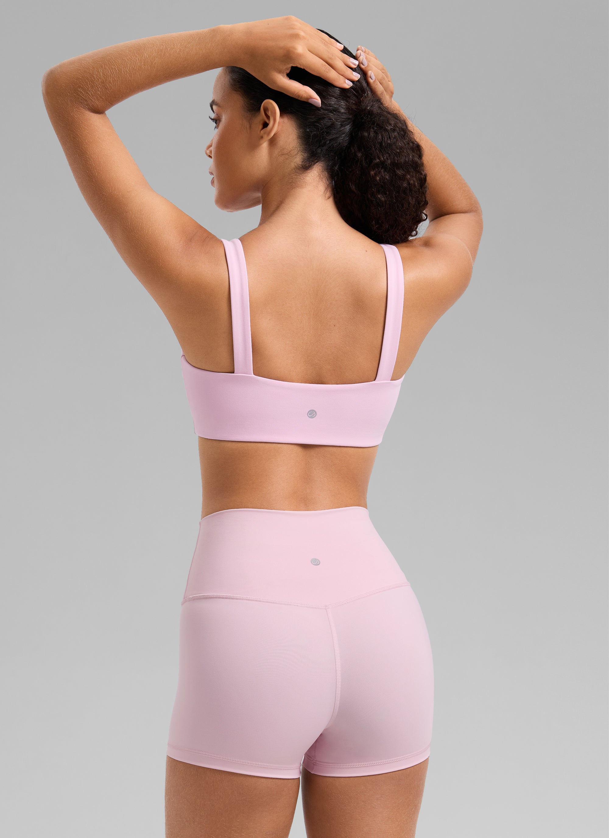 CRZ YOGA Women's Butterlift Workout Square Neck Built in Sports Bra Milk Pink