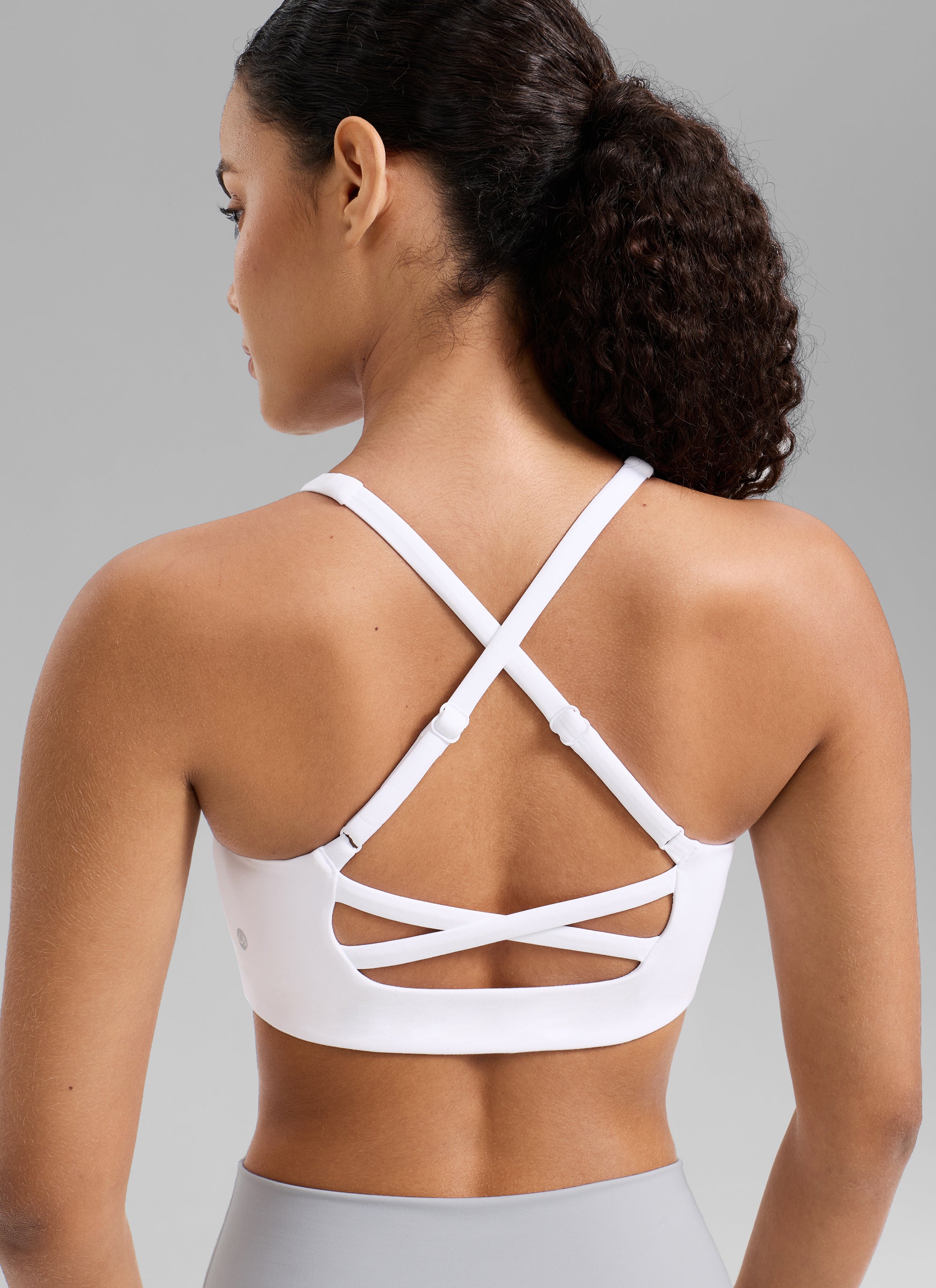 CRZ YOGA Women's Butterlift Workout Cross Back Built in Bra Sports Bra White