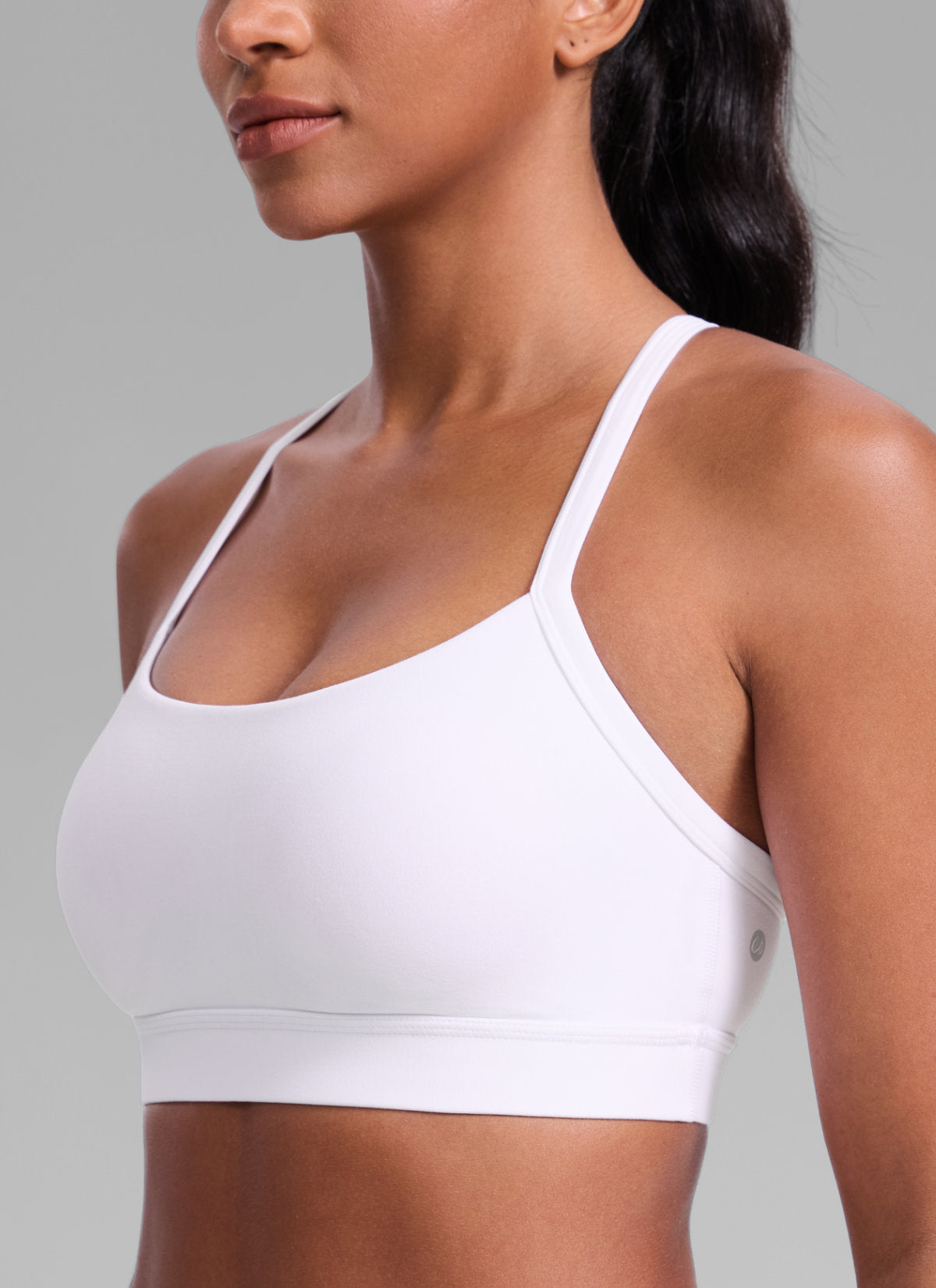 CRZ YOGA Women's Butterlift Yoga U Neck Cross Back Keyhole Sports Bra White