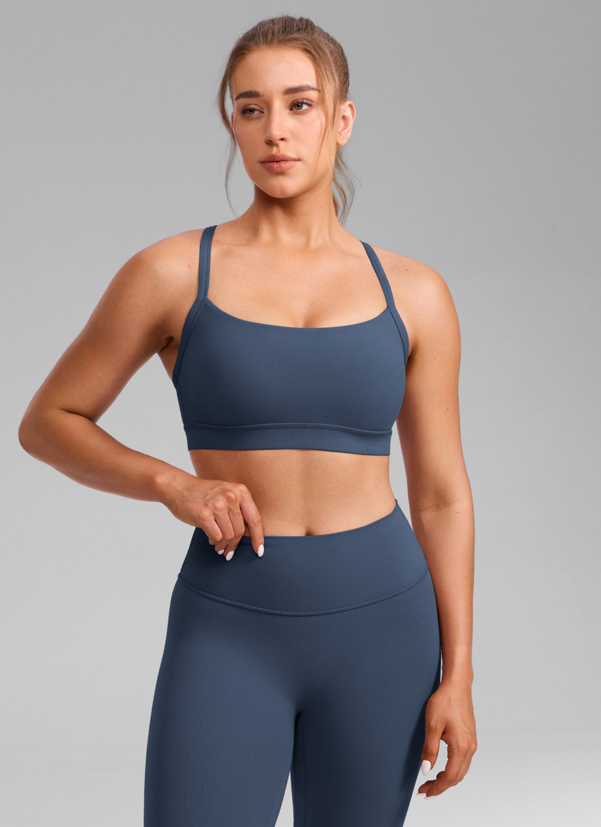 CRZ YOGA Women's Butterlift Yoga U Neck Cross Back Keyhole Sports Bra Stelindigo