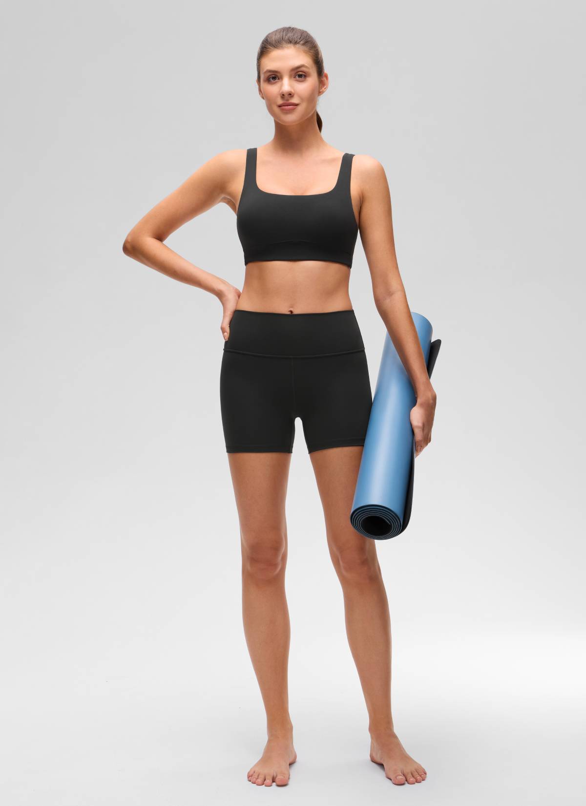 CRZ YOGA Women's Butterluxe Yoga U Back Sports Bra Light Support Black @model_info:Gelya