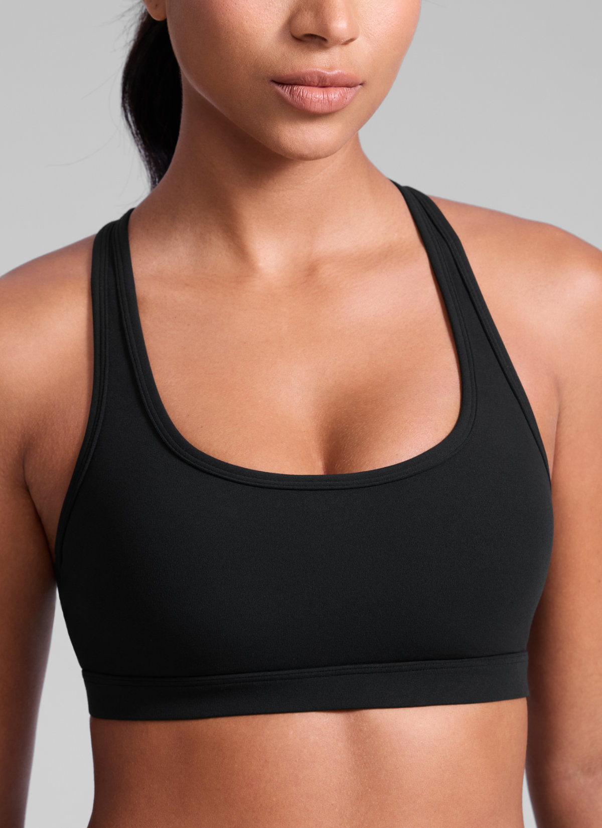CRZ YOGA Women's Butterlift Yoga U Neck Racerback Keyhole Sports Bra Black