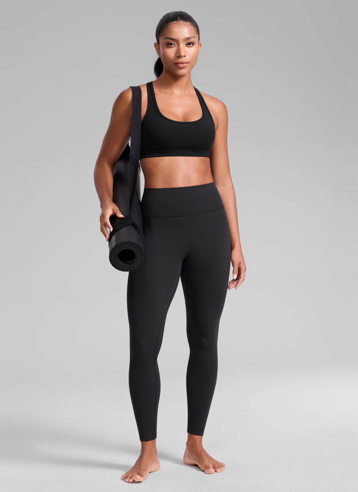 CRZ YOGA Women's Butterlift Yoga U Neck Racerback Keyhole Sports Bra Black