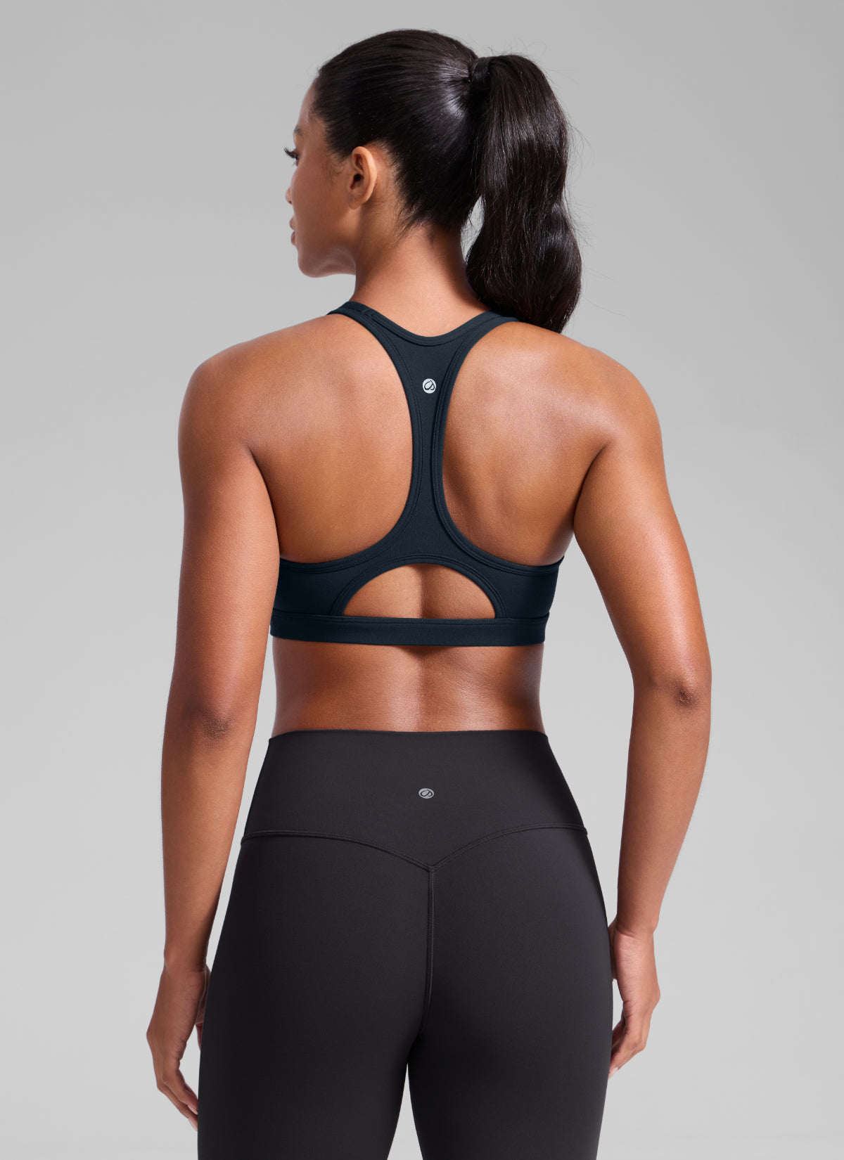 CRZ YOGA Women's Butterlift Yoga U Neck Racerback Keyhole Sports Bra True Navy