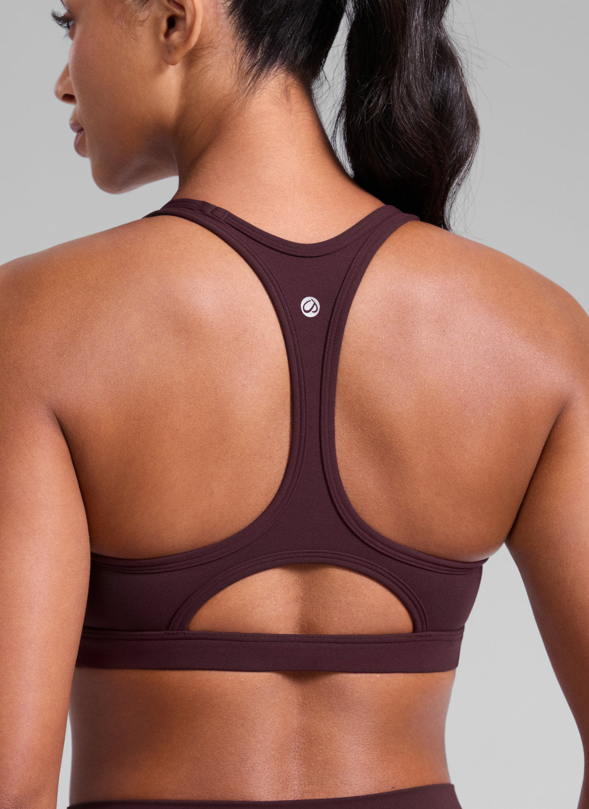CRZ YOGA Women's Butterlift Yoga U Neck Racerback Keyhole Sports Bra Ripe Plum