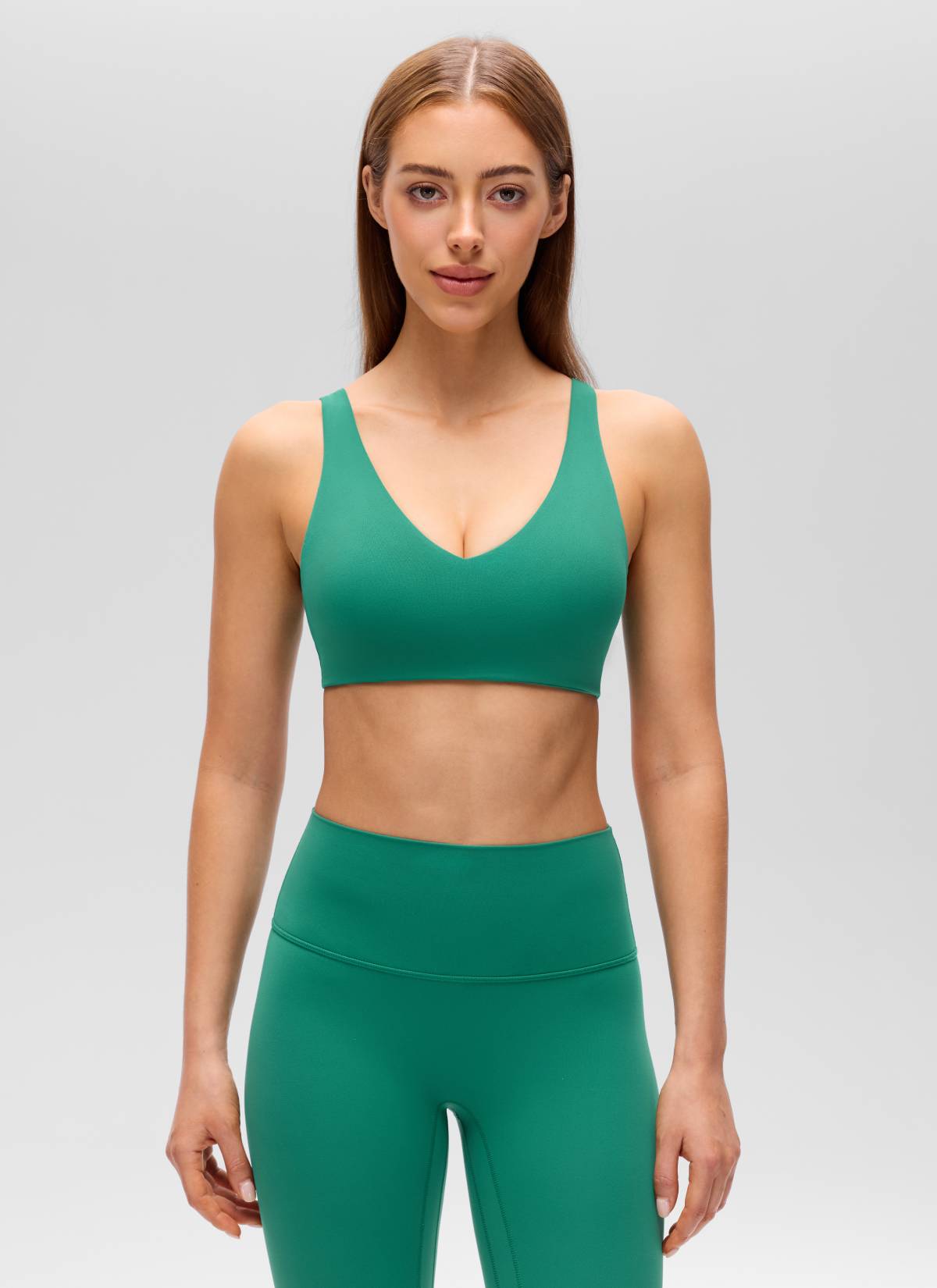 CRZ YOGA Women's Butterluxe Yoga U Back Sports Bra Light Support Cascadia Green @model_info:Lary