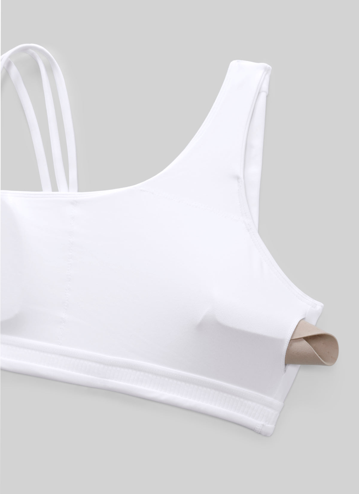 חזיית ספורט Butterlift® יוגה לנשים עם כתפיות א-סימטריות ותמיכה בינונית, לבן