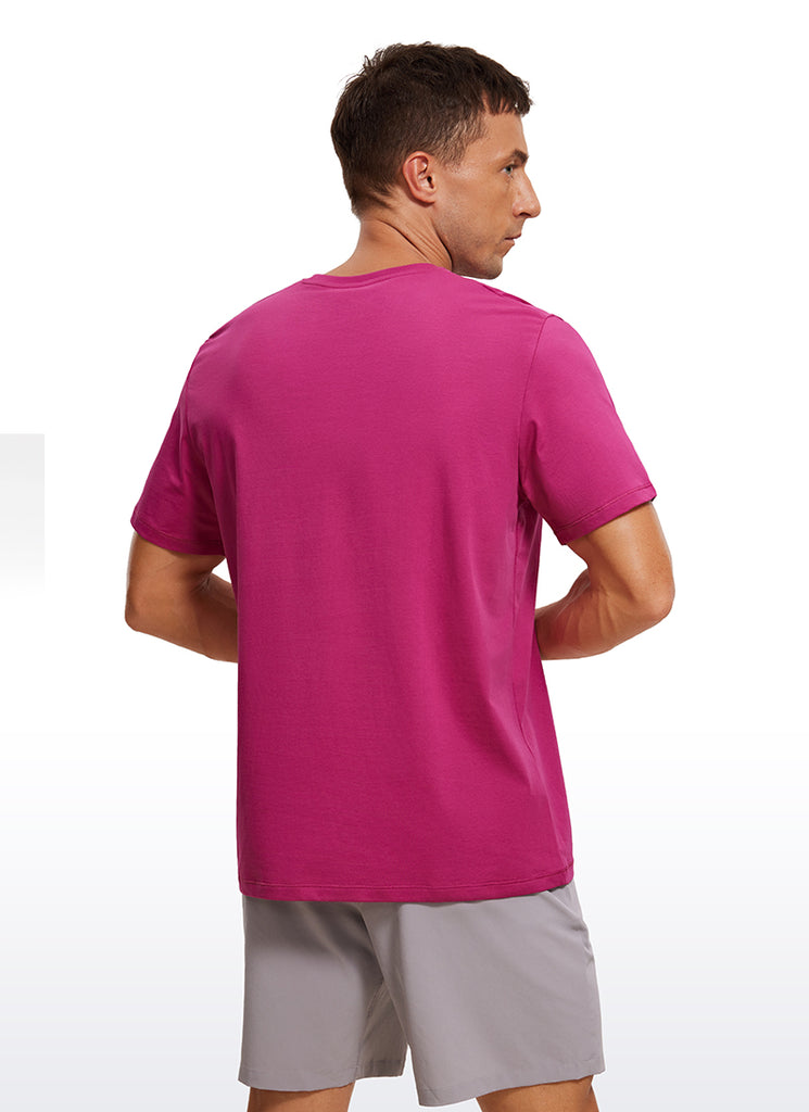 CRZ YOGA Men's Running Classic Fit Shirts Quick Dry Short Sleeves Sizzling Pink