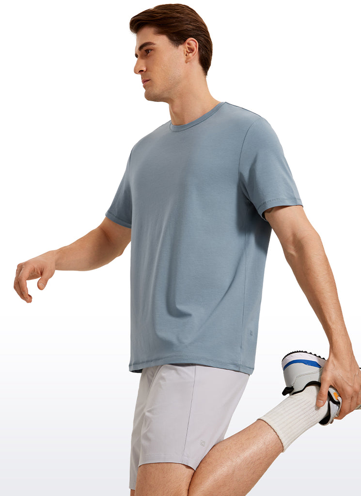 CRZ YOGA Men's Casual Classic Fit  T-Shirts Short Sleeve Crew Neck True Navy