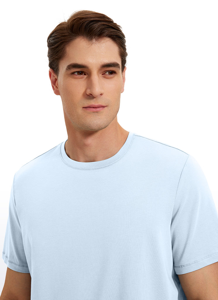 CRZ YOGA Men's Casual Classic Fit  T-Shirts Short Sleeve Crew Neck Belgian Blue