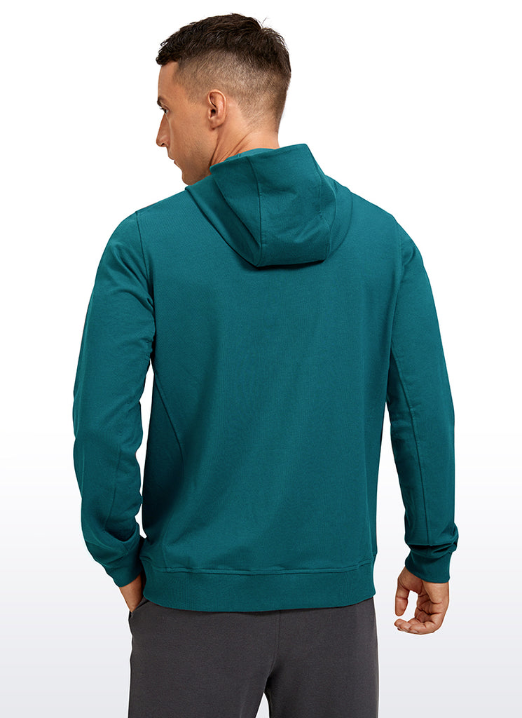 CRZ YOGA Men's Workout Relax Fit Outerwear Cotton Terry Zip-up Hoodie True Navy