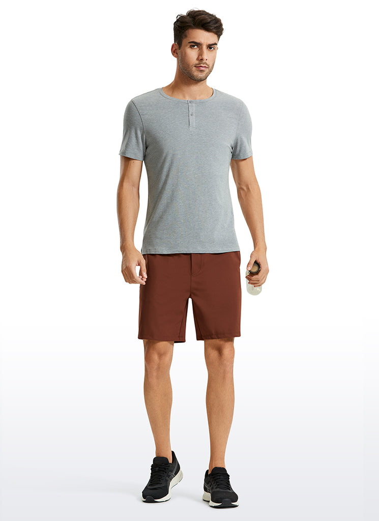 CRZ YOGA Men's Classic Fit Shirts Pima Cotton Henley Short Sleeves Black