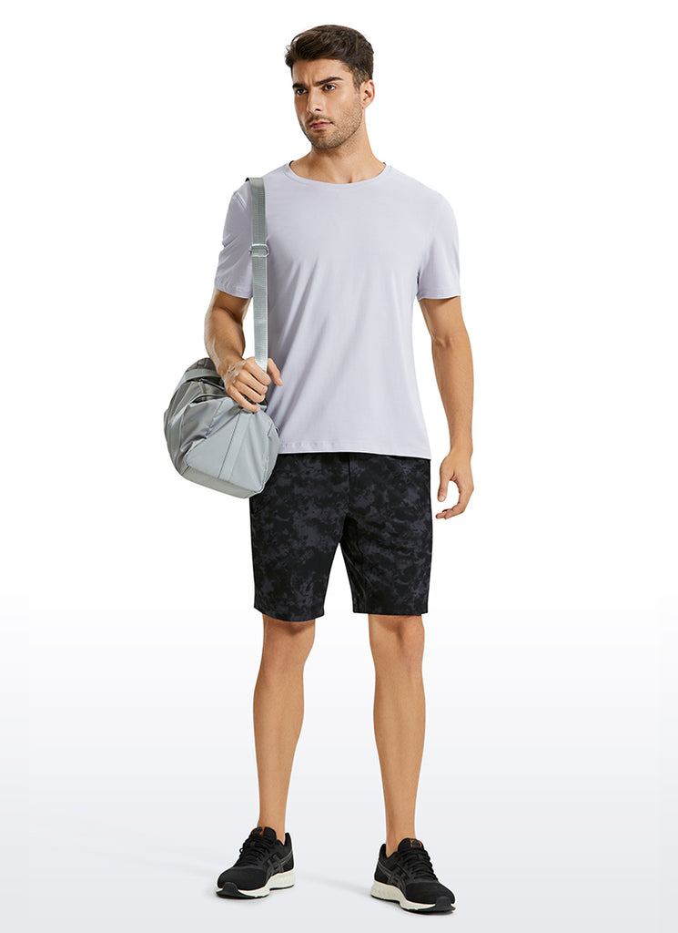 CRZ YOGA Men's Casual Classic Fit Shirts Pima Cotton Short Sleeves Iced Iris