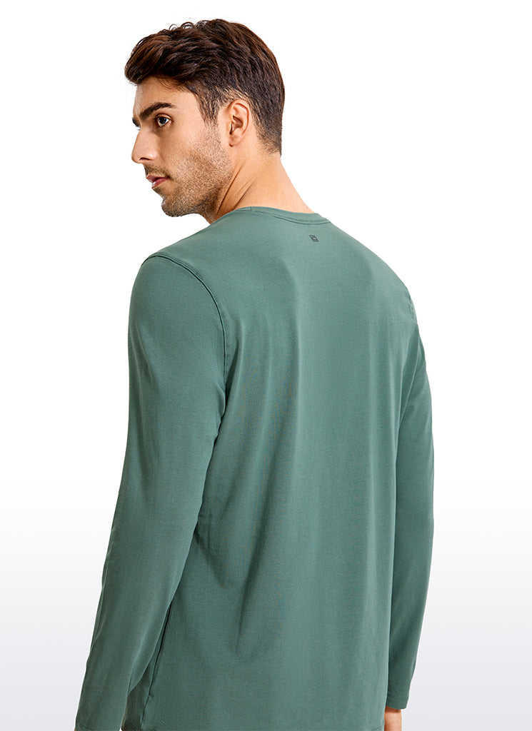 CRZ YOGA Men's Casual Relaxed Fit Shirts Pima Cotton Long Sleeves Graphite Green