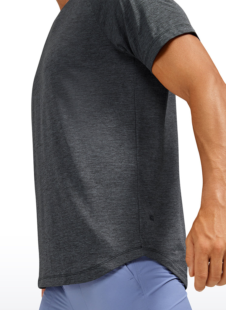 CRZ YOGA Men's Running Classic Fit Shirts Lightweight Short Sleeves Ocean Blue Heather