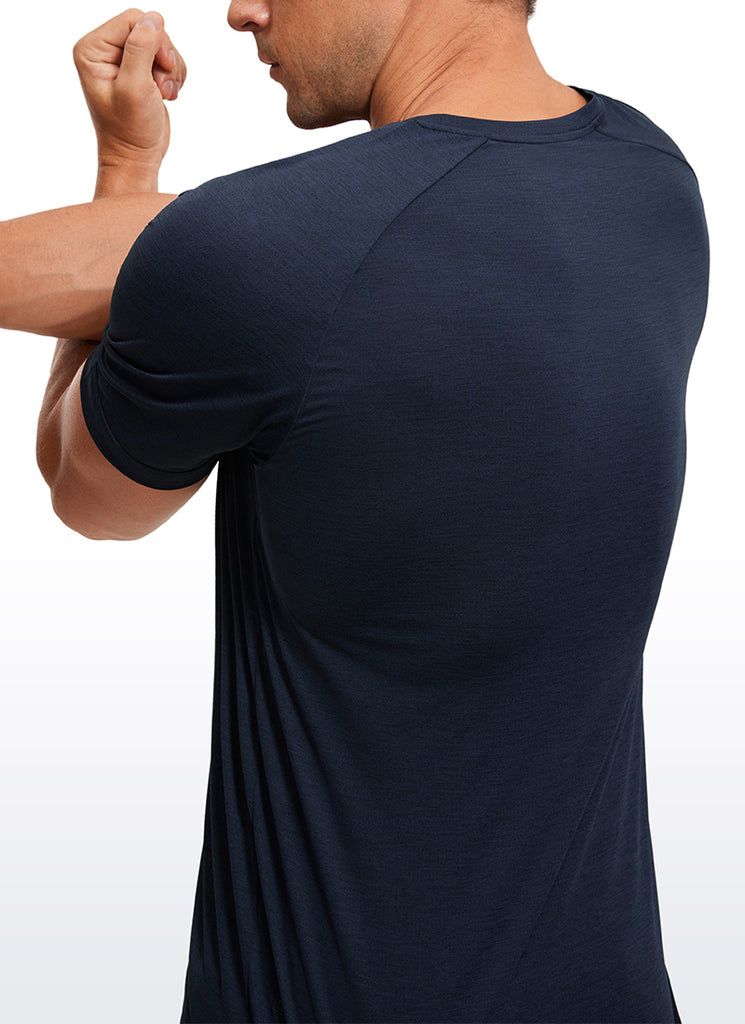 CRZ YOGA Men's Running Classic Fit Shirts Lightweight Short Sleeves Carbon Heather