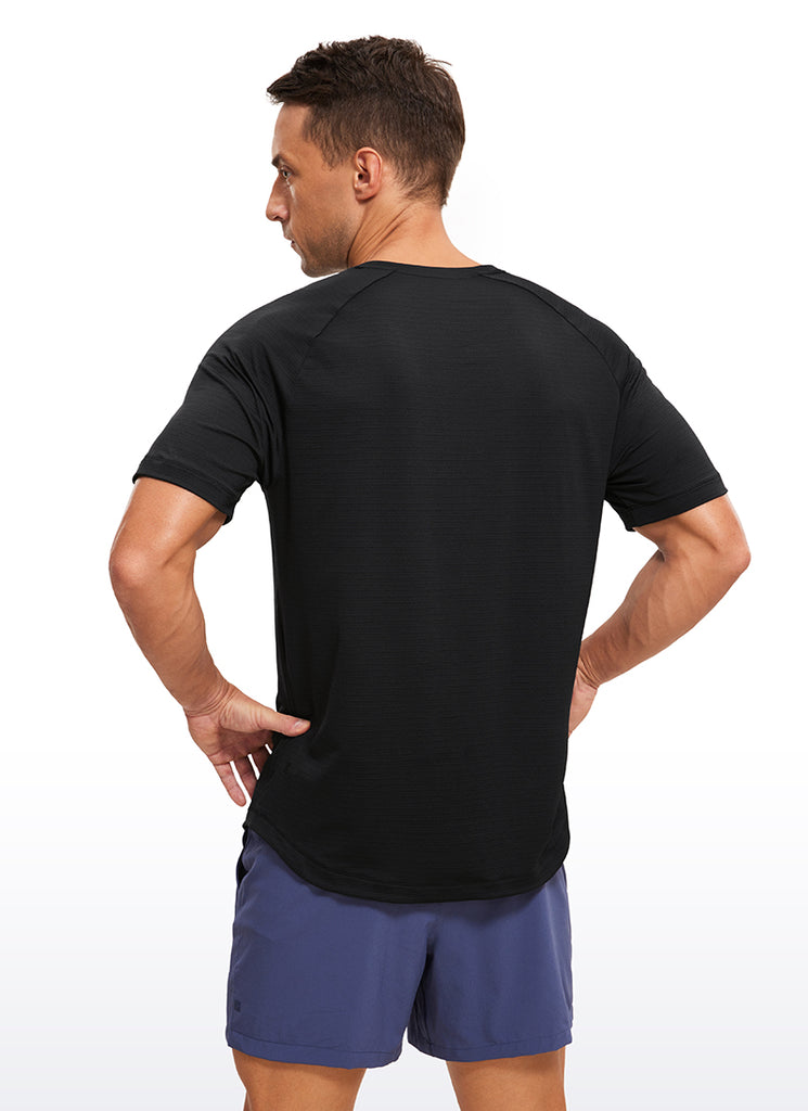 CRZ YOGA Men's Running Classic Fit Shirts Lightweight Short Sleeves Black