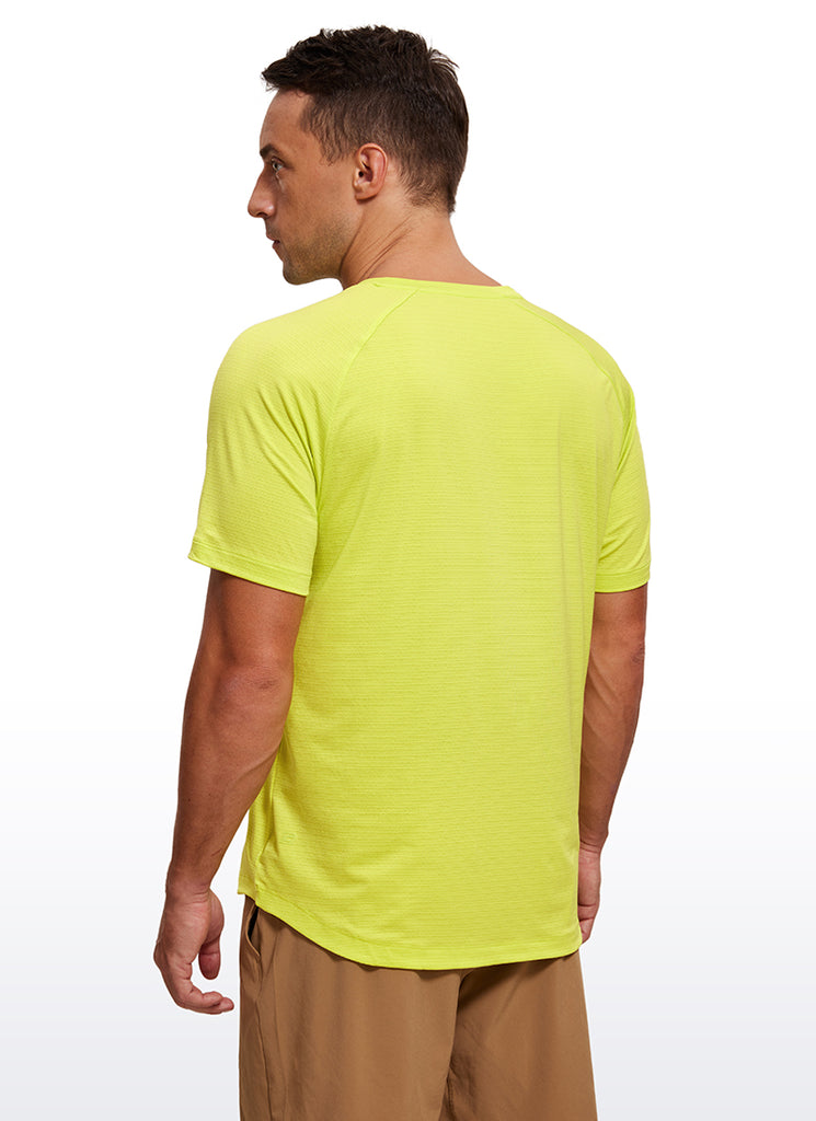CRZ YOGA Men's Running Classic Fit Shirts Lightweight Short Sleeves Luminous Yellow