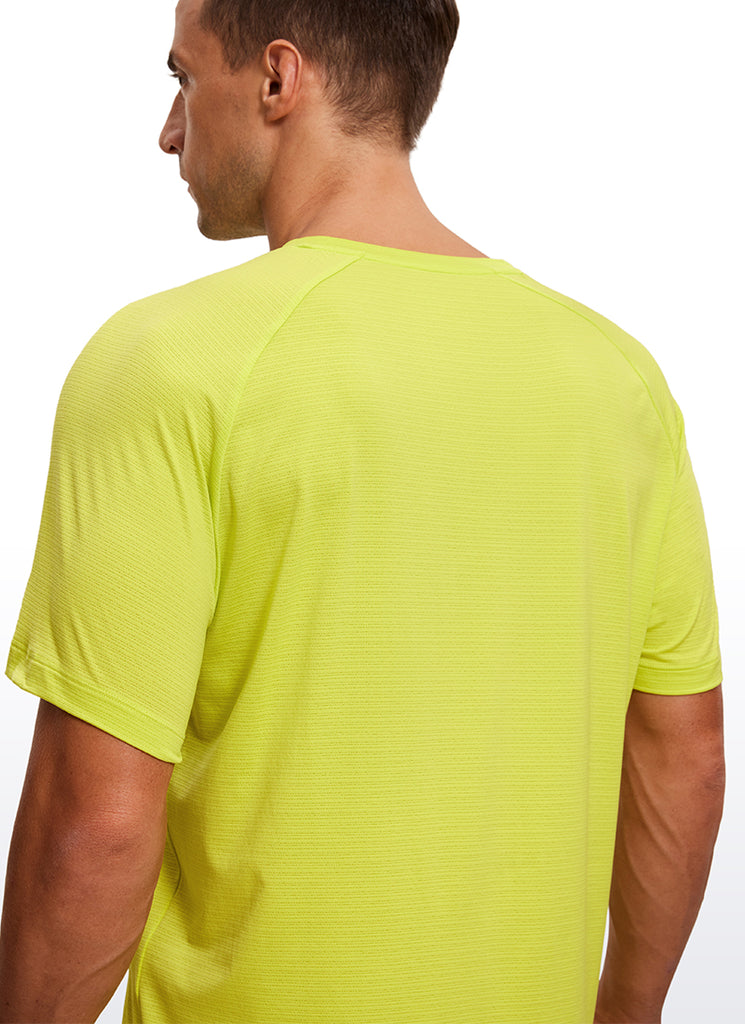 CRZ YOGA Men's Running Classic Fit Shirts Lightweight Short Sleeves Luminous Yellow