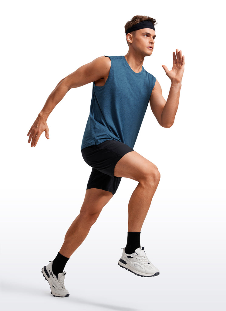 CRZ YOGA Men's Stretchy Workout Classic Fit Tank Tops Sleeveless Mocha Mousse