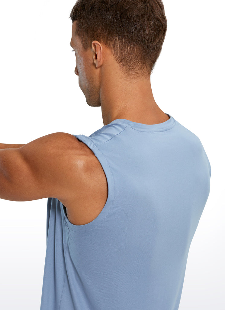 CRZ YOGA Men's Stretchy Workout Classic Fit Tank Tops Sleeveless Gray-blue