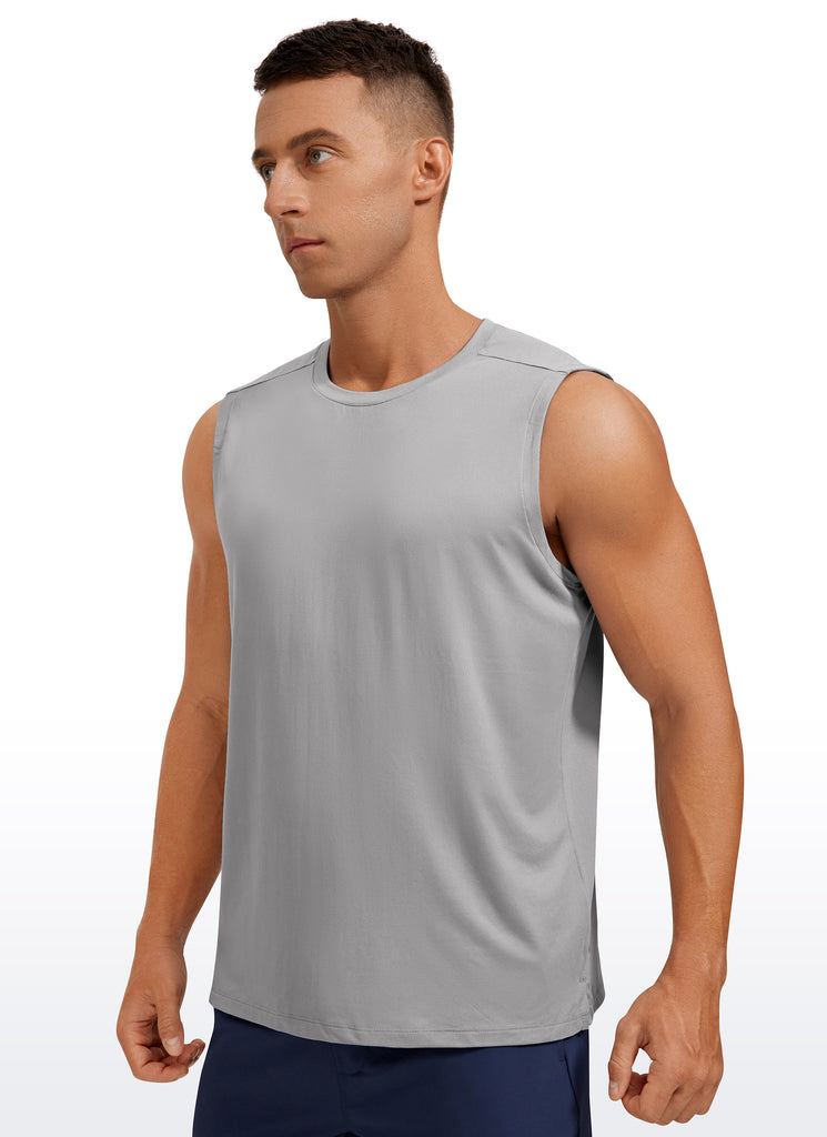 CRZ YOGA Men's Stretchy Workout Classic Fit Tank Tops Sleeveless Gray-blue