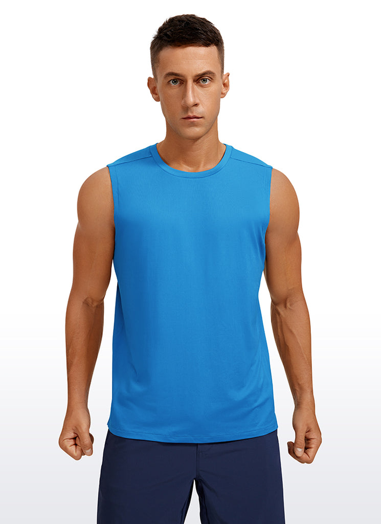 CRZ YOGA Men's Stretchy Workout Classic Fit Tank Tops Sleeveless White Opal