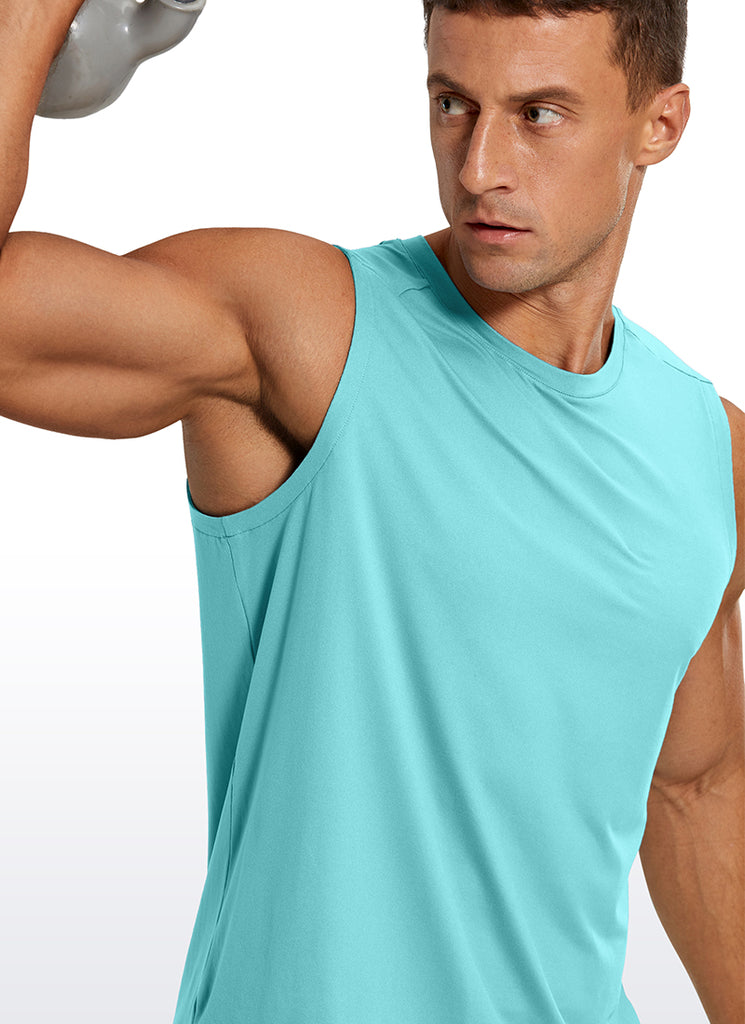 CRZ YOGA Men's Stretchy Workout Classic Fit Tank Tops Sleeveless Tropical Mint Green