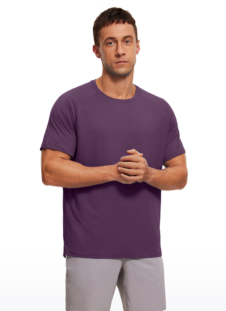 CRZ YOGA Men's Train Relaxed Fit Tops Workout Short Sleeve Round Neck White