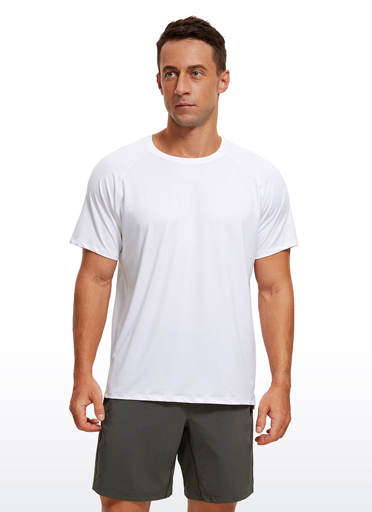 CRZ YOGA Men's Train Relaxed Fit Tops Workout Short Sleeve Round Neck Silver Gray