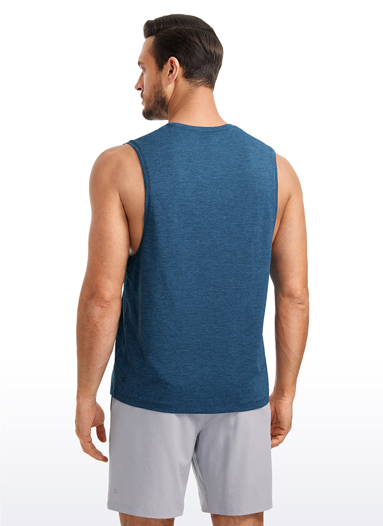 CRZ YOGA Men's Stretchy Lightweight Workout Classic Fit Tank Tops Sleeveless Ocean Blue Heather