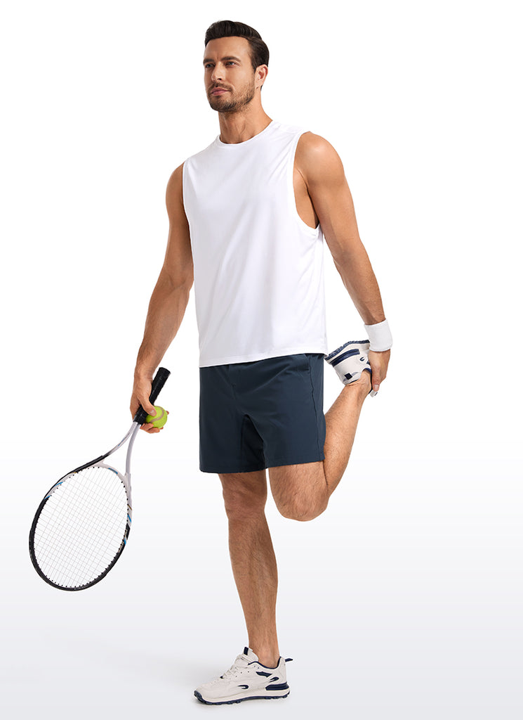 CRZ YOGA Men's Stretchy Lightweight Workout Classic Fit Tank Tops Sleeveless White