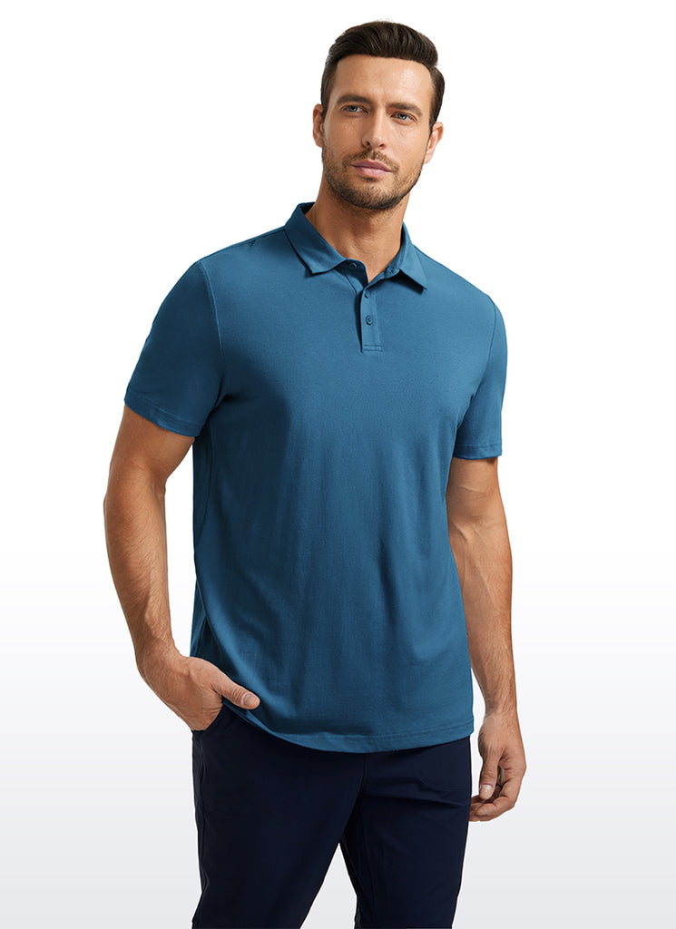CRZ YOGA Men's Golf Classic Fit Tops Polo Short Sleeve Slate Blue