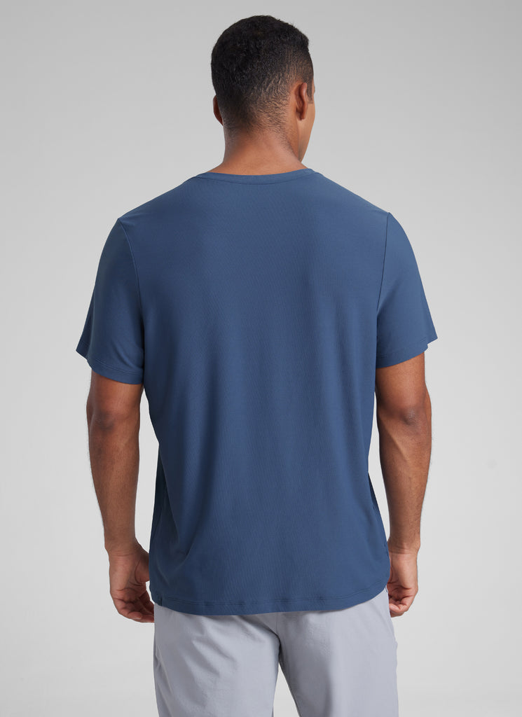 CRZ YOGA Men's Workout Lightweight Athletic Casual Short Sleeve Shirt Light grayish blue