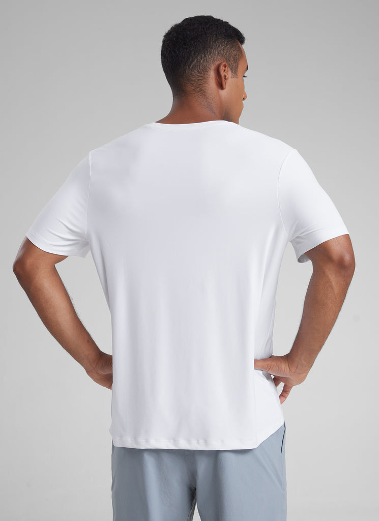 CRZ YOGA Men's Workout Lightweight Athletic Casual Short Sleeve Shirt White