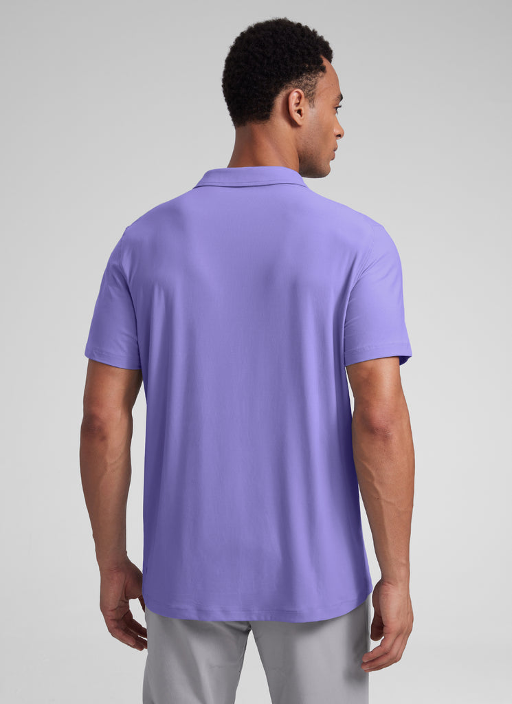 CRZ YOGA Men's Cloudweight Moisture Wicking Polo Short Sleeve Silver Gray