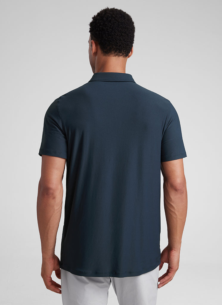 CRZ YOGA Men's Cloudweight Moisture Wicking Polo Short Sleeve Mysterious Grey