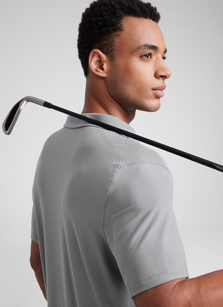 CRZ YOGA Men's Cloudweight Moisture Wicking Polo Short Sleeve True Navy