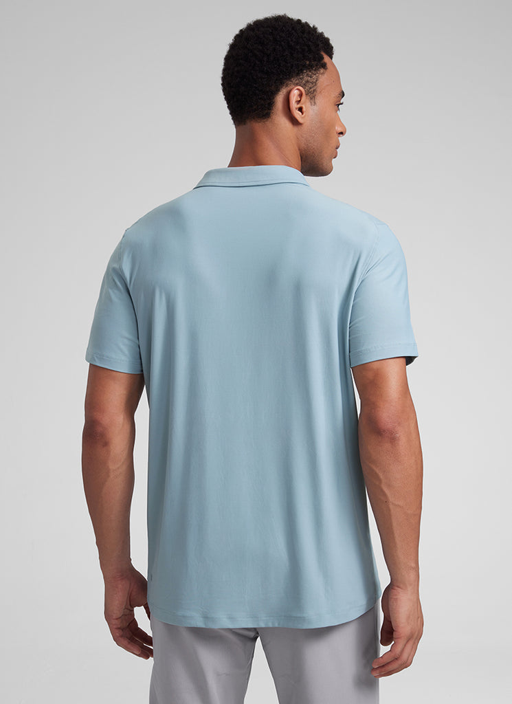 CRZ YOGA Men's Cloudweight Moisture Wicking Polo Short Sleeve True Navy