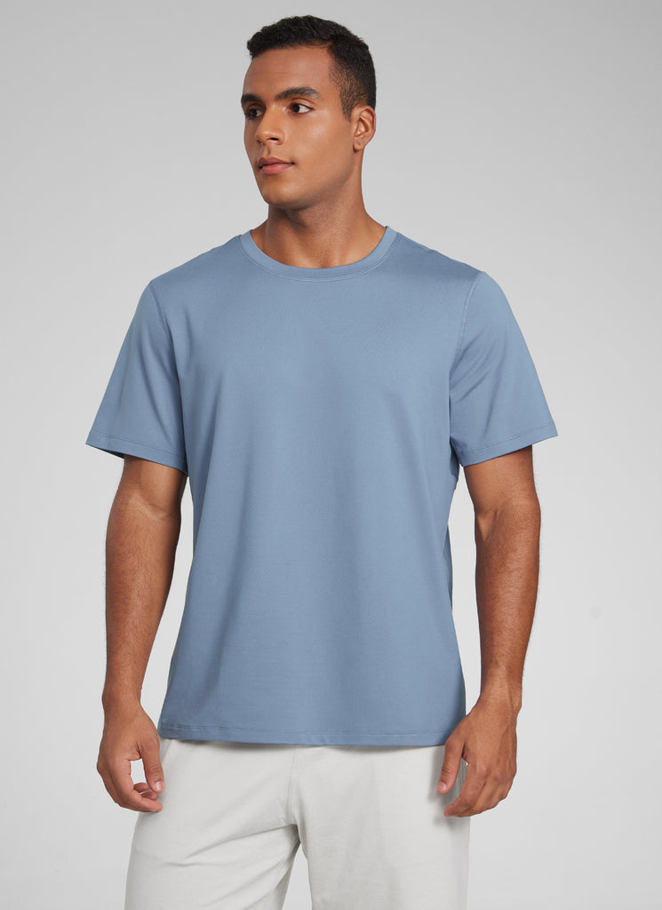 CRZ YOGA Men's Midweight Soft Breathable Casual Athletic Short Sleeve Grey Sage