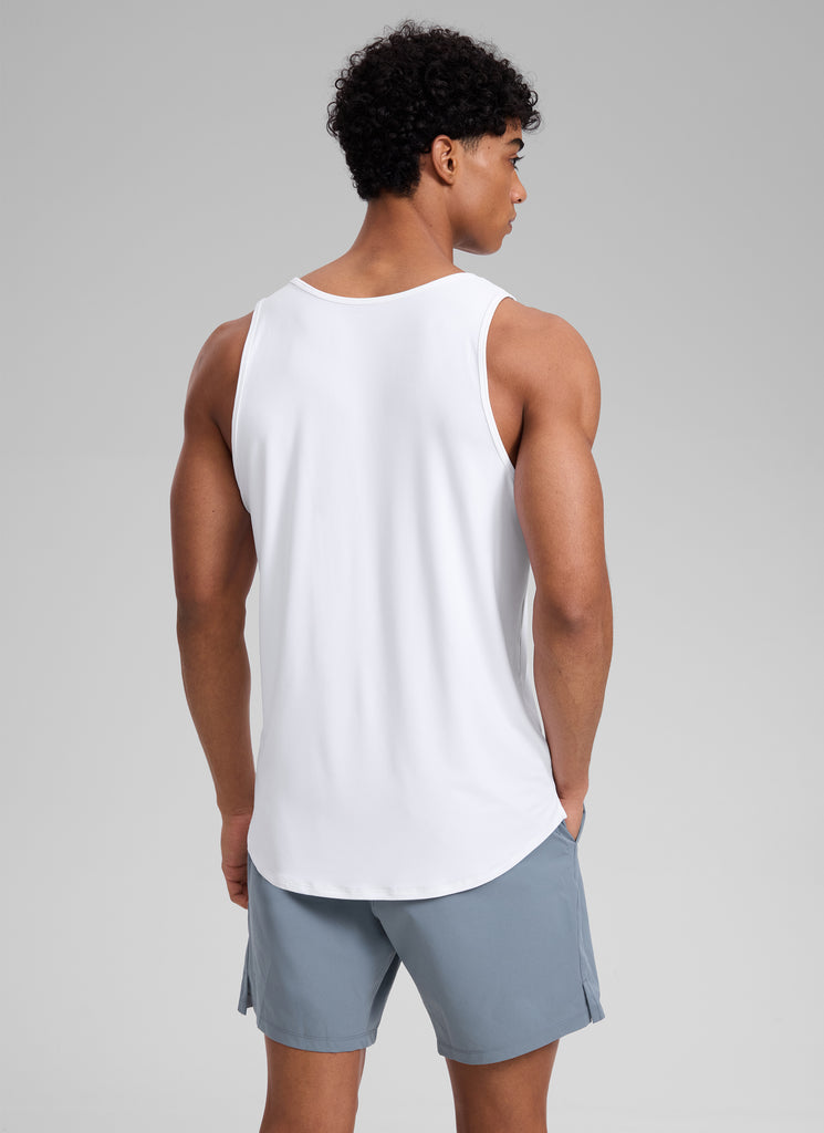 CRZ YOGA Men's Train Classic Fit Quick Dry Sleeveless Tank White