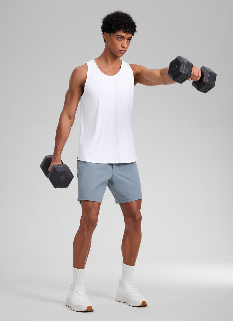 CRZ YOGA Men's Train Classic Fit Quick Dry Sleeveless Tank White