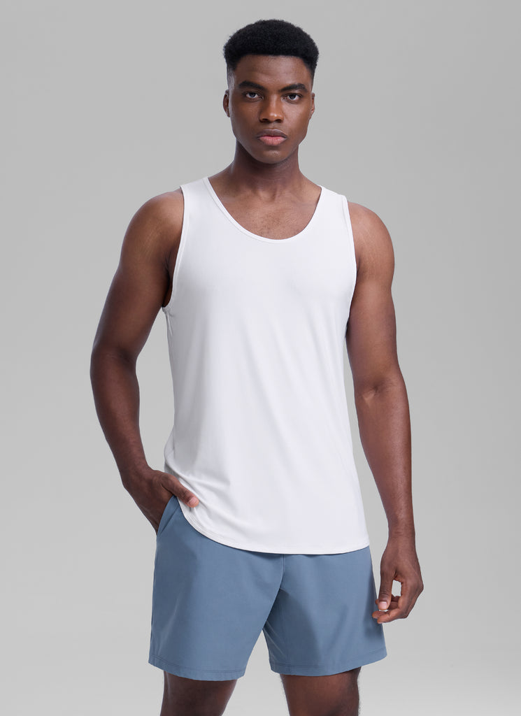 CRZ YOGA Men's Train Classic Fit Quick Dry Sleeveless Tank White