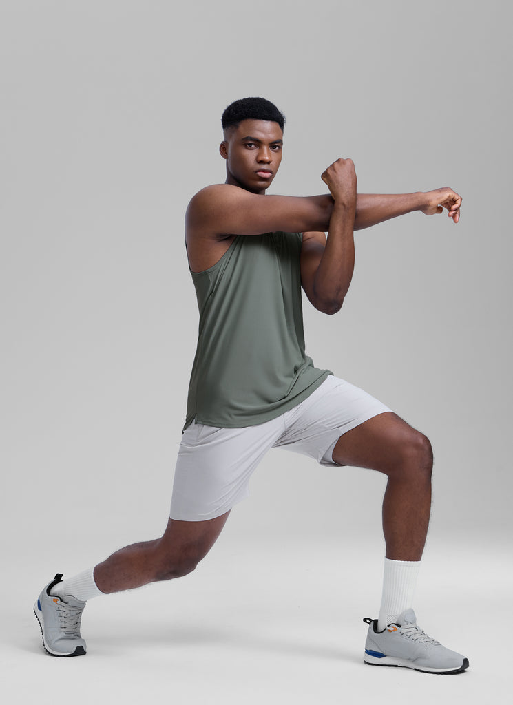 CRZ YOGA Men's Train Classic Fit Quick Dry Sleeveless Tank Grey Sage