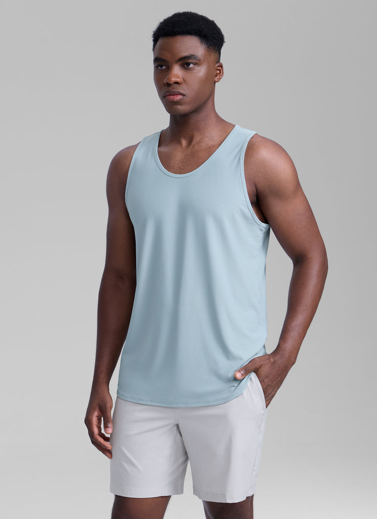 CRZ YOGA Men's Train Classic Fit Quick Dry Sleeveless Tank True Navy