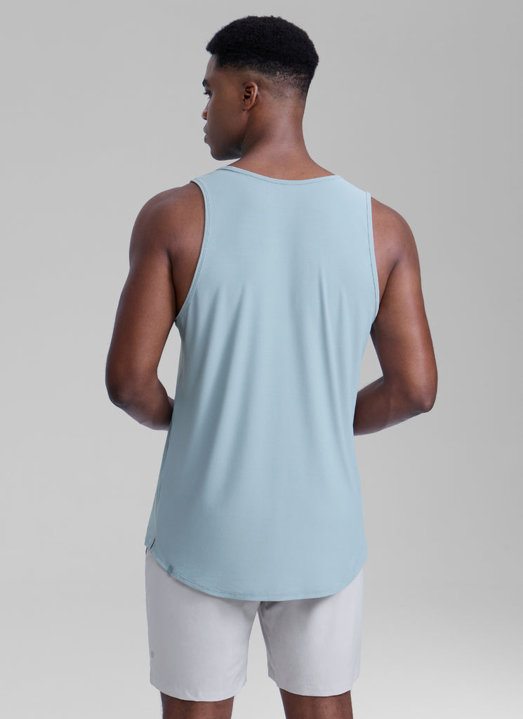 CRZ YOGA Men's Train Classic Fit Quick Dry Sleeveless Tank Light grayish blue