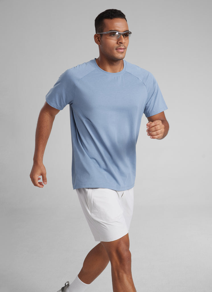 CRZ YOGA Men's Training Classic Fit Shirts Mech Short Sleeves White