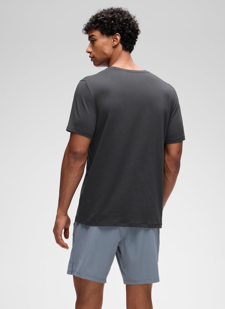 CRZ YOGA Men's Casual Classic Fit Shirts Pima Cotton Short Sleeves True Navy