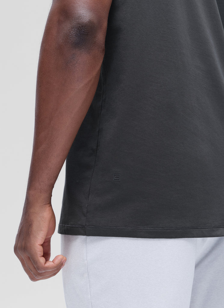 CRZ YOGA Men's Casual Classic Fit Shirts Pima Cotton Short Sleeves Mysterious Grey